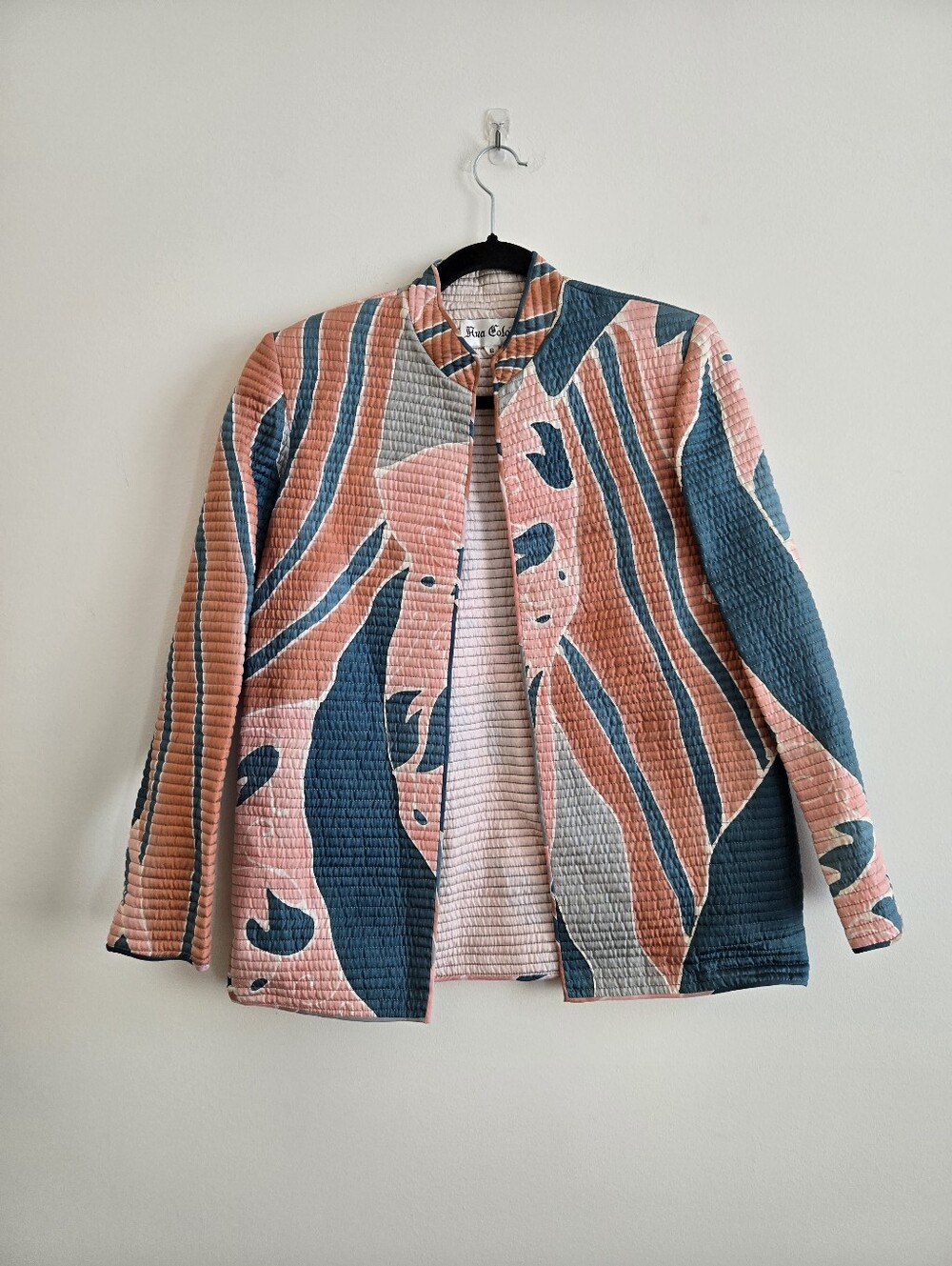 LILLIE RUBIN ANA COLON I VTG US 6 (M) Kimono Quilted Jacket I pink blue white